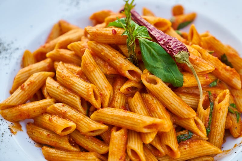Spicy penne arrabbiata pasta dish